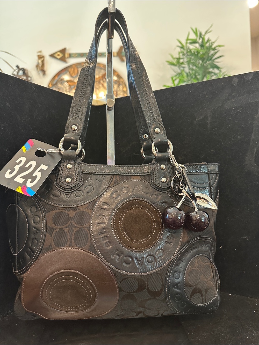 Coach#325  Gallery Mosaic Patchwork East /West  Leather Shoulder Tote
